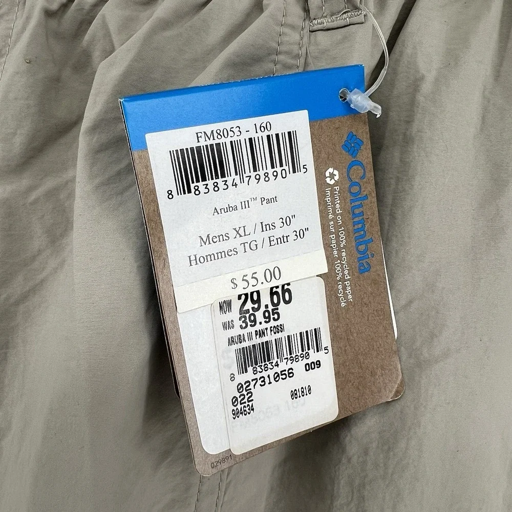 Columbia PFG Aruba III Convertible Pants Shorts Mens XL Tan Beige 38 30L New NWT